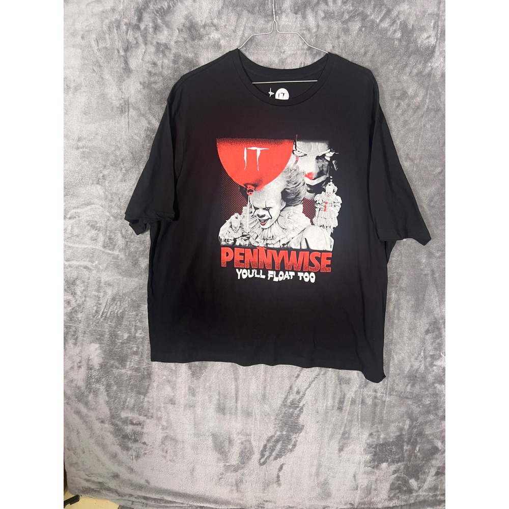 Hybrid IT Pennywise Movie Graphic T-Shirt Black Mens 3XL Youll Float Too Horror